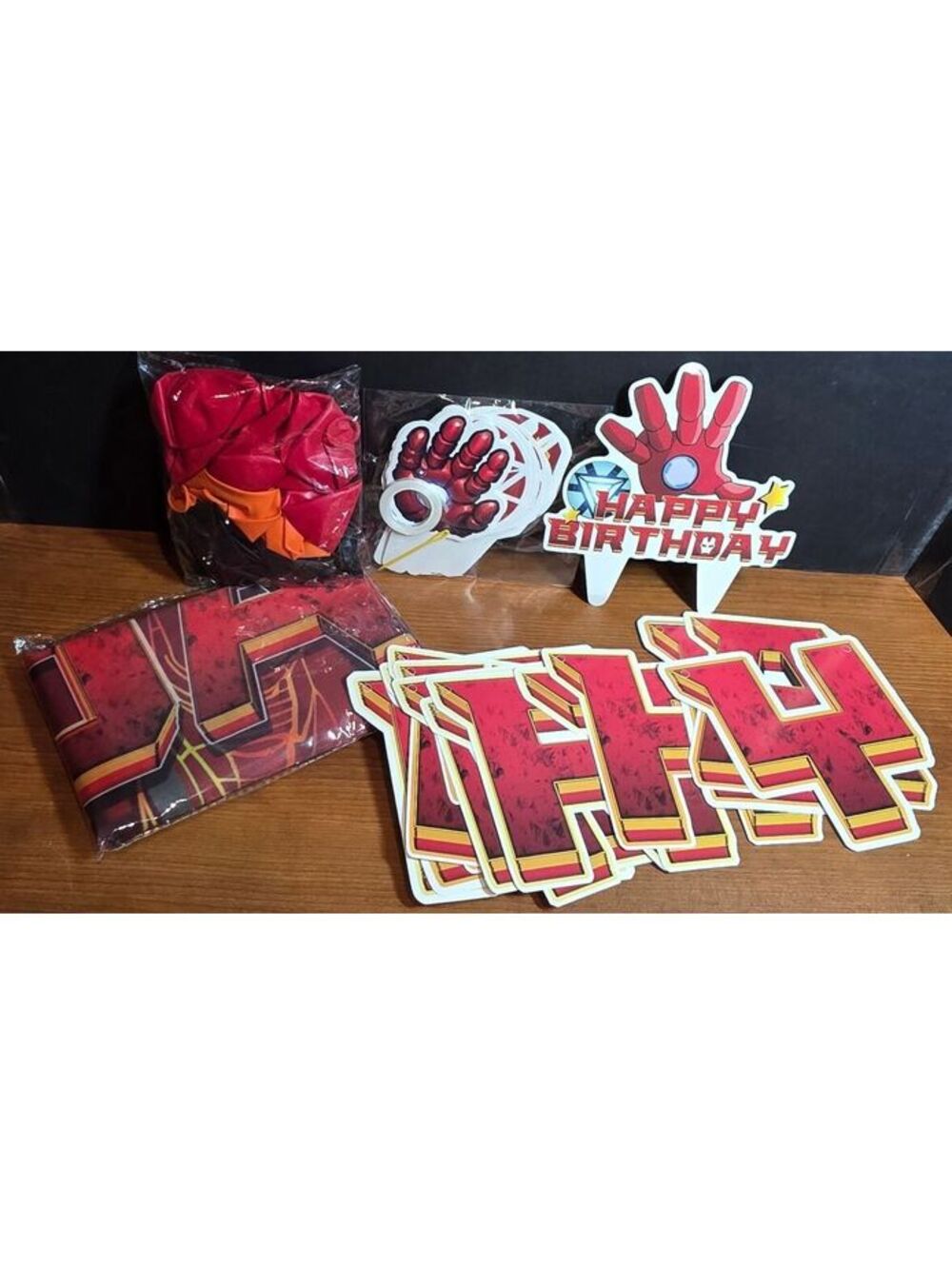 New Iron Man Themed Birthday Party Decoration Set – Banner/Balloons/Cake Topper